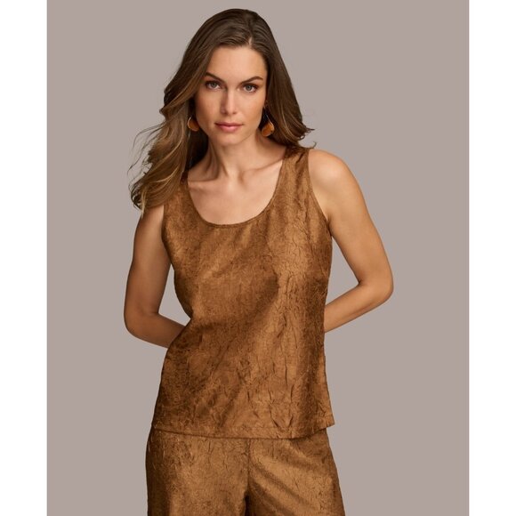 Donna Karan Women's Textured Metallic Scoop-Neck Tank Top Bronze Sz XS MSRP $79 - Picture 5 of 5